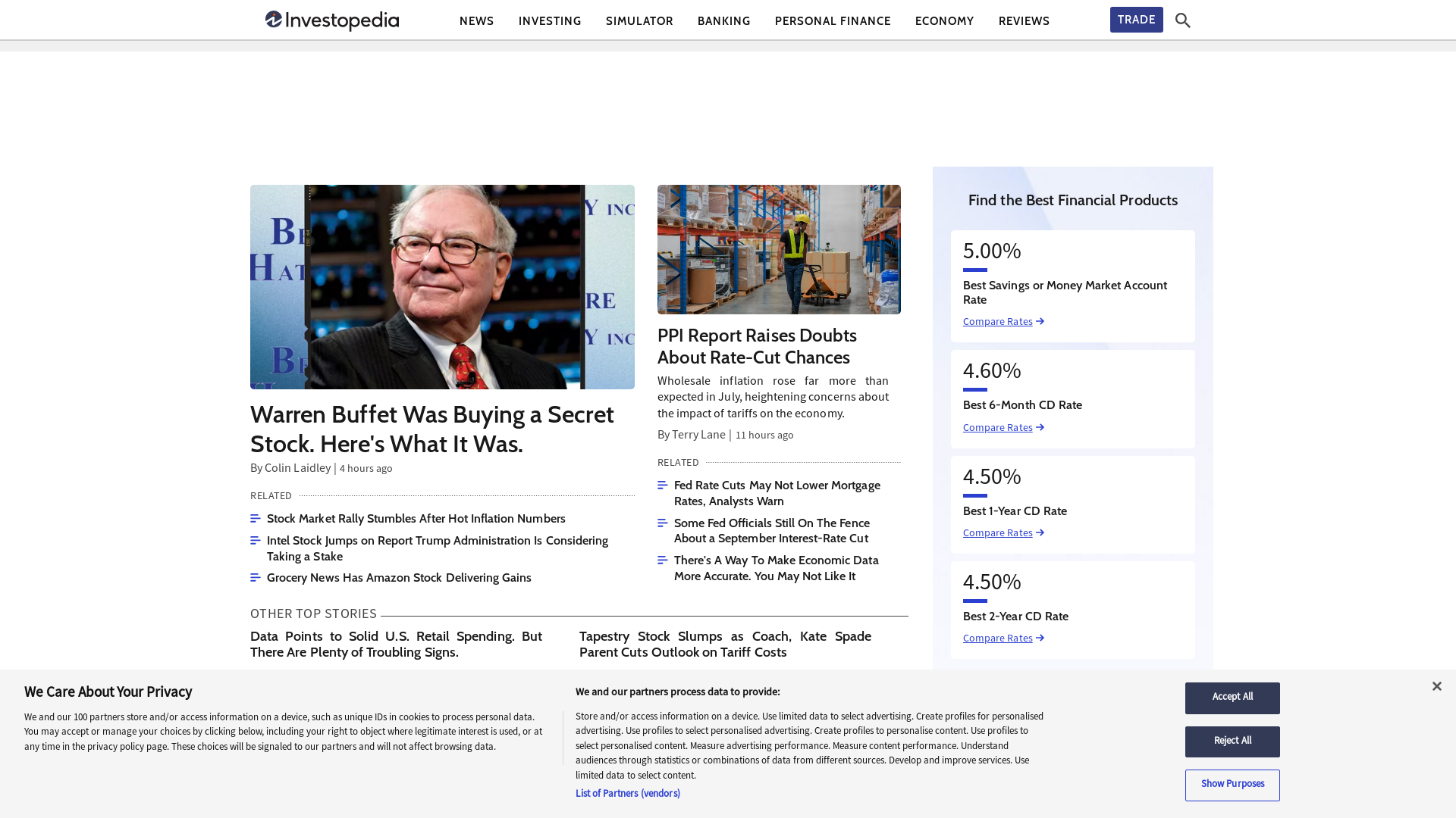 website screenshot of https://investopedia.com