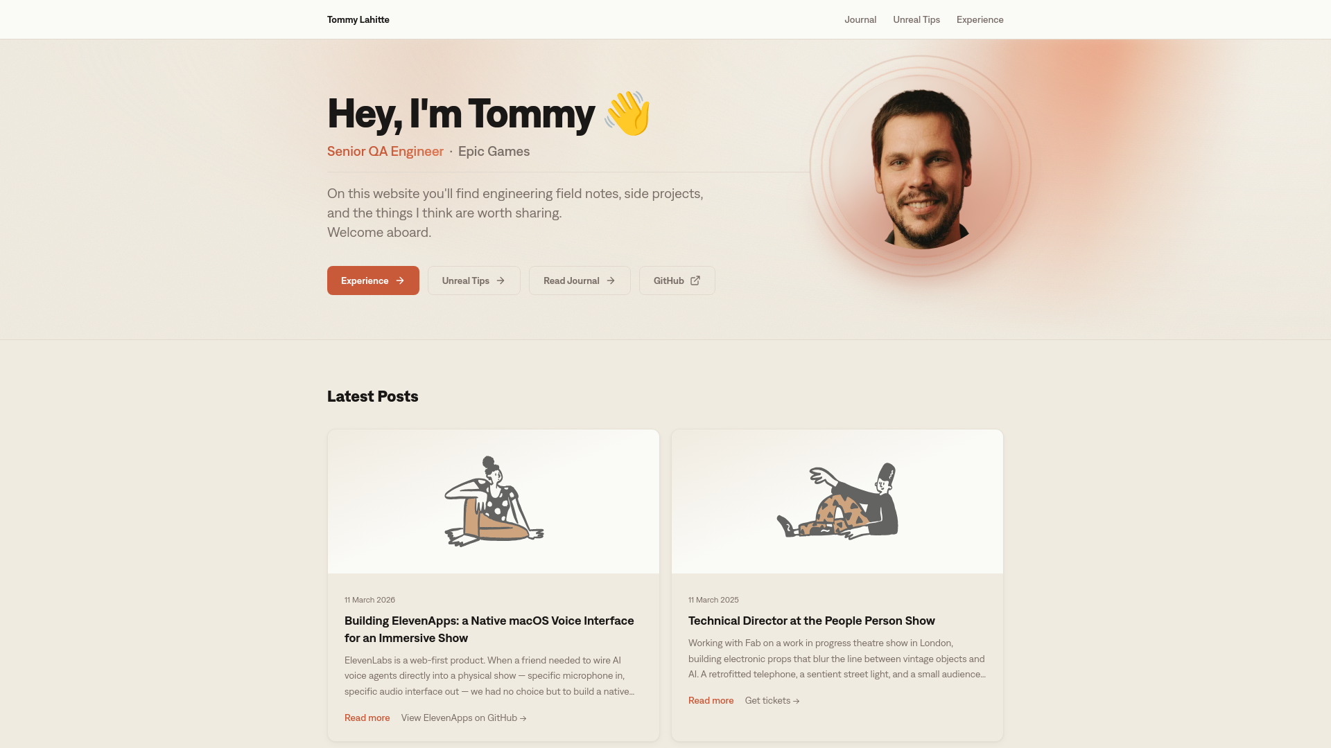 website screenshot of https://tommylahitte.com/