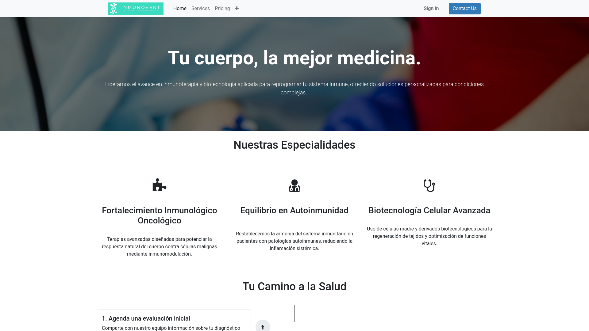 website screenshot of https://inmunovent.com/