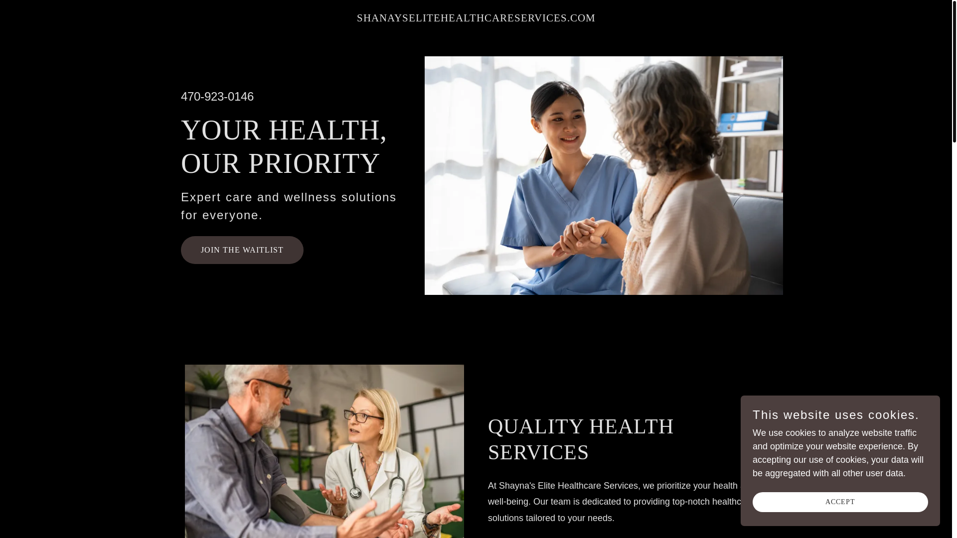 website screenshot of https://shanayselitehealthcareservices.com/