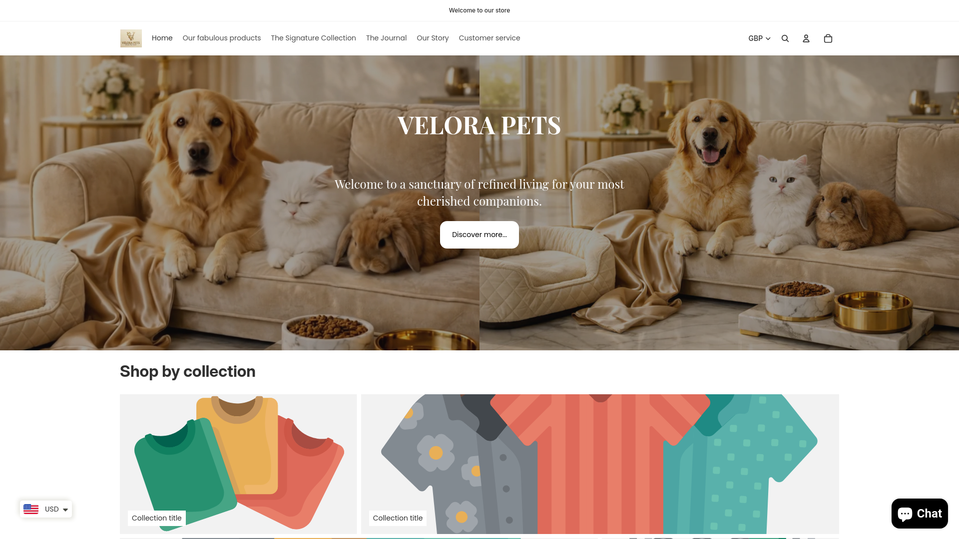 website screenshot of https://velorapets.org/