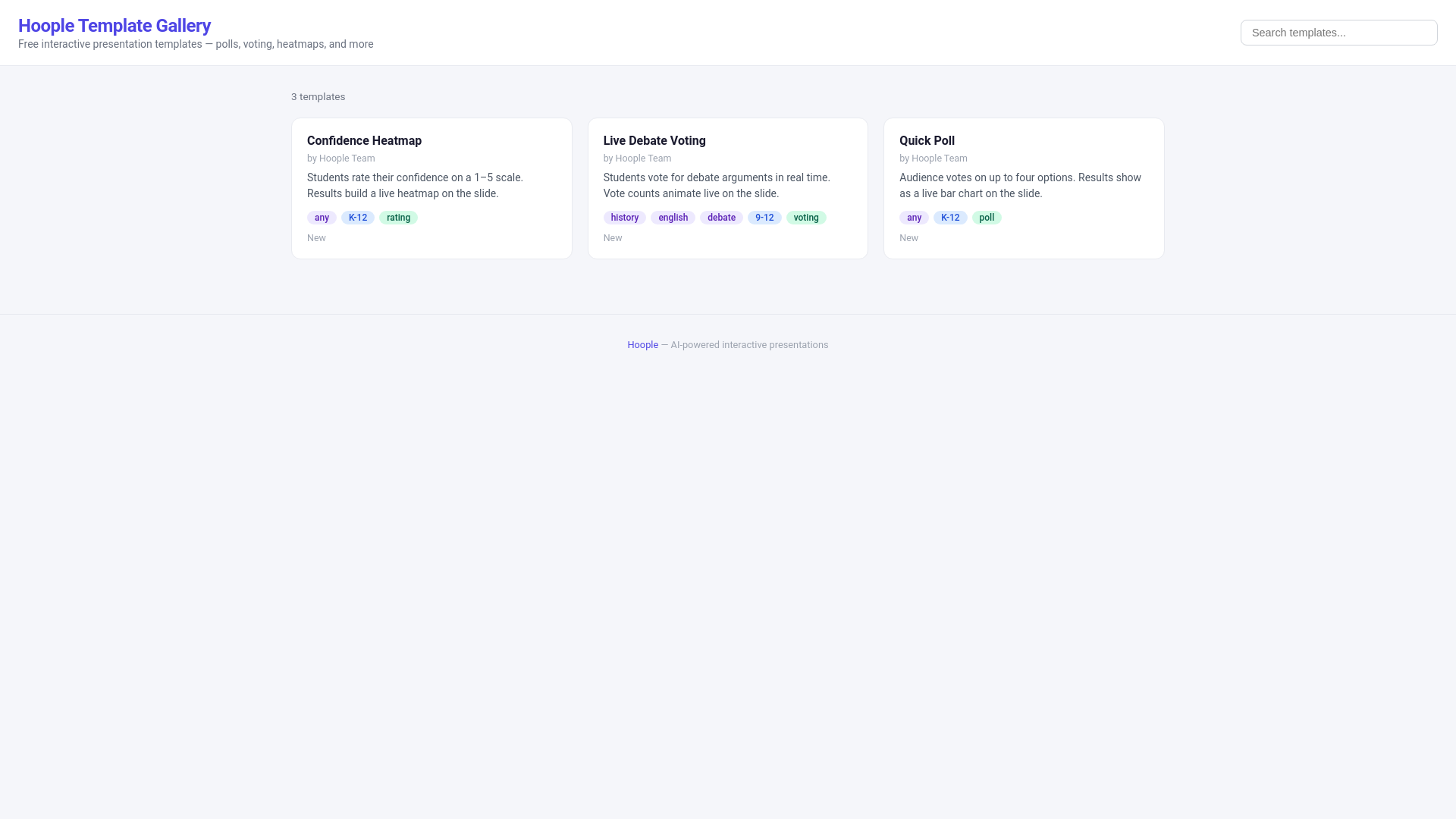 website screenshot of https://hoople-templates.pages.dev/