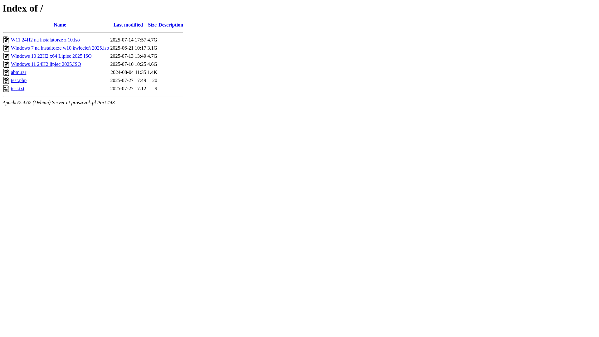 website screenshot of https://proszczok.pl/