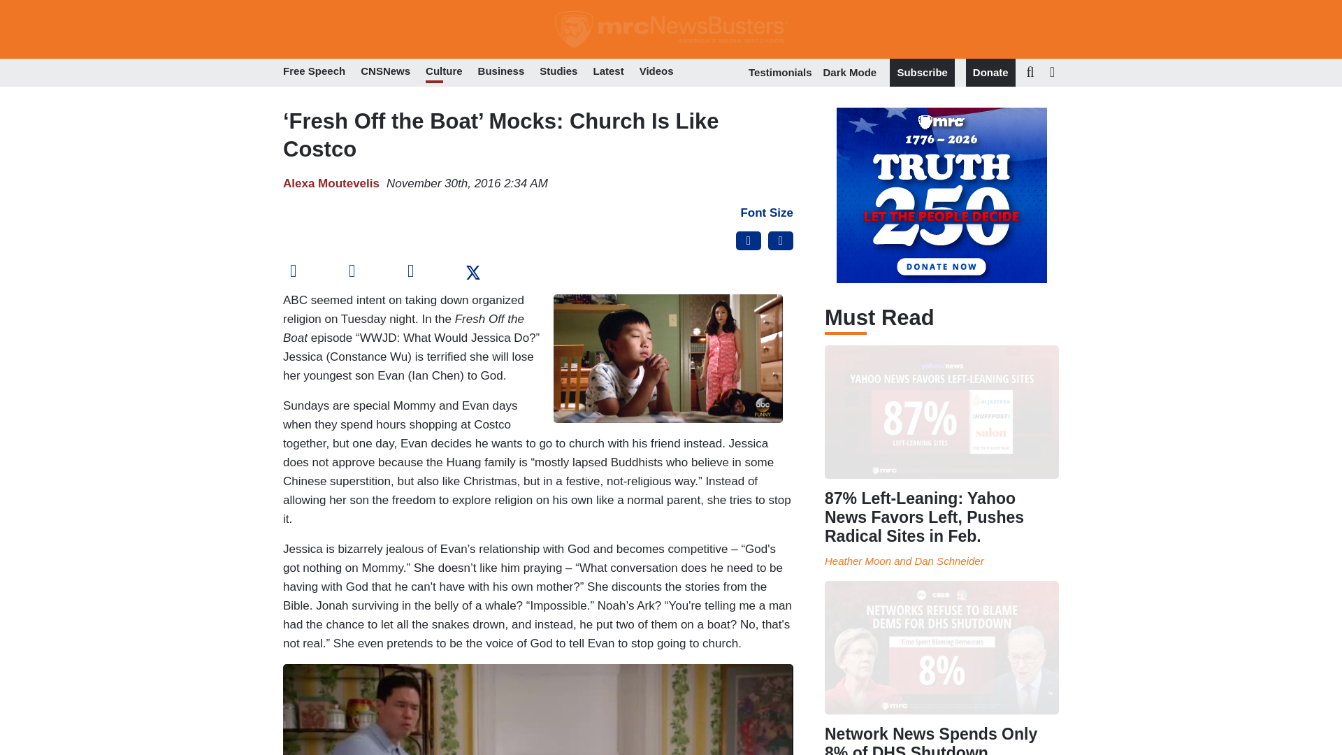 website screenshot of https://newsbusters.org/blogs/culture/alexa-moutevelis/2016/11/30/fresh-boat-mocks-church-costco