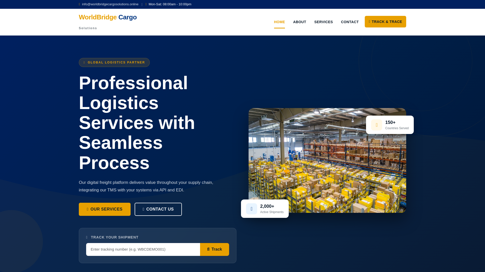 website screenshot of https://worldbridgecargosolutions.online/