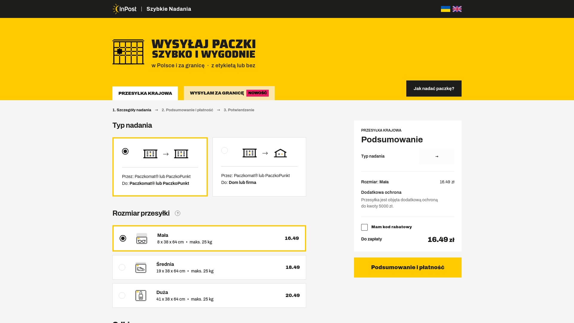 website screenshot of https://paczka-inpost.pl/