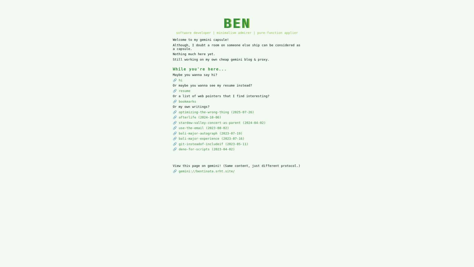 website screenshot of https://bentinata.pages.dev/