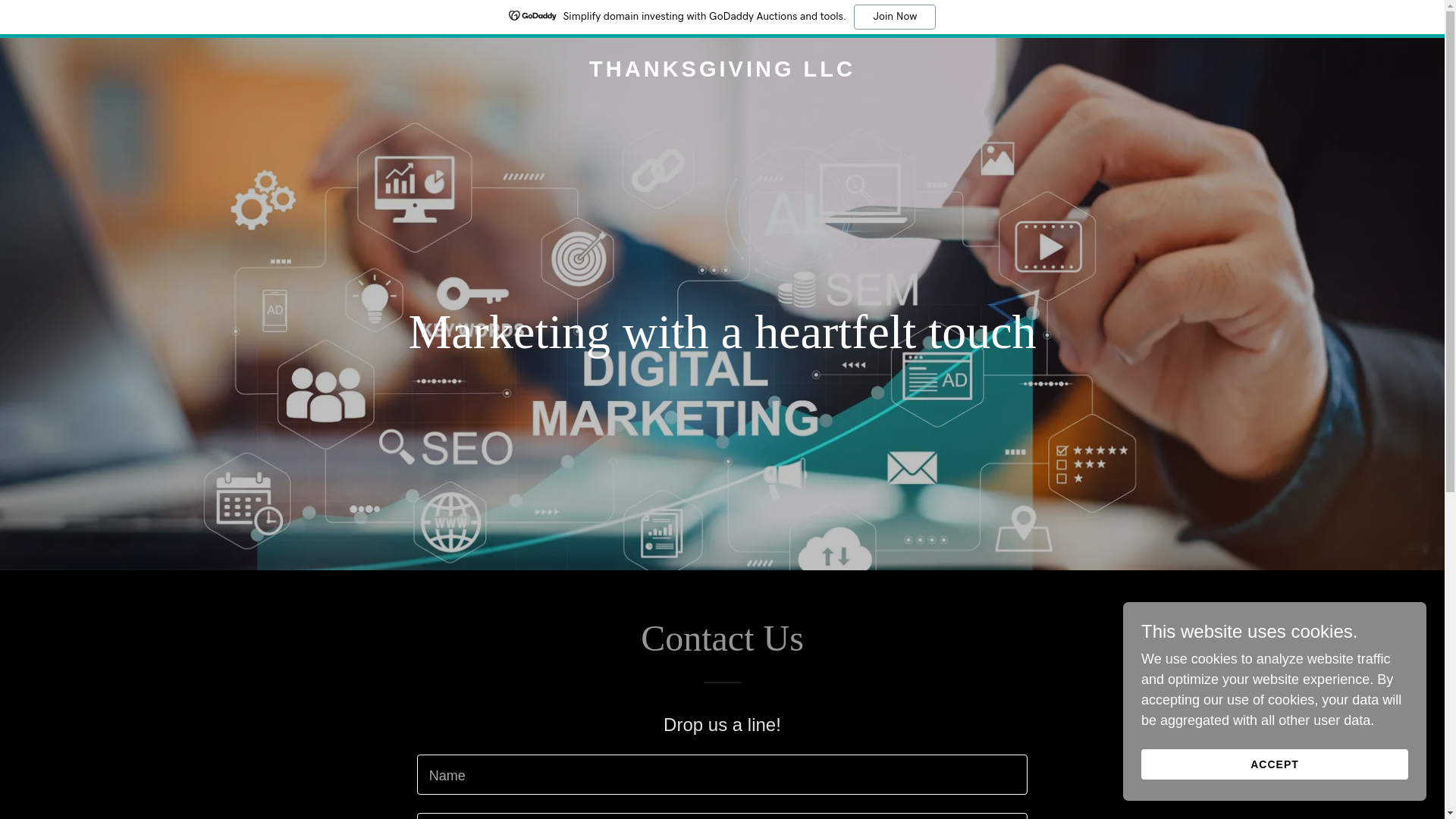 website screenshot of https://thanksgivingllc.com/