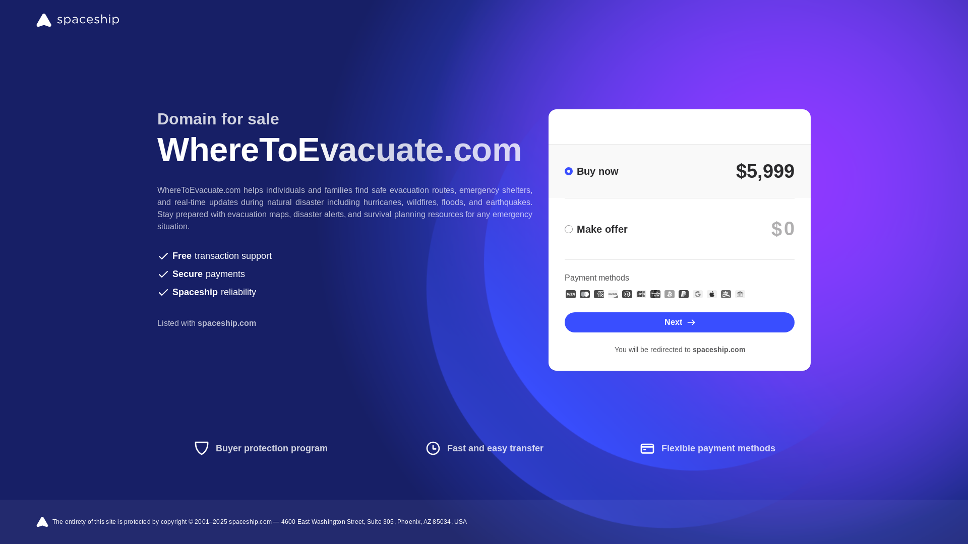 website screenshot of https://wheretoevacuate.com/