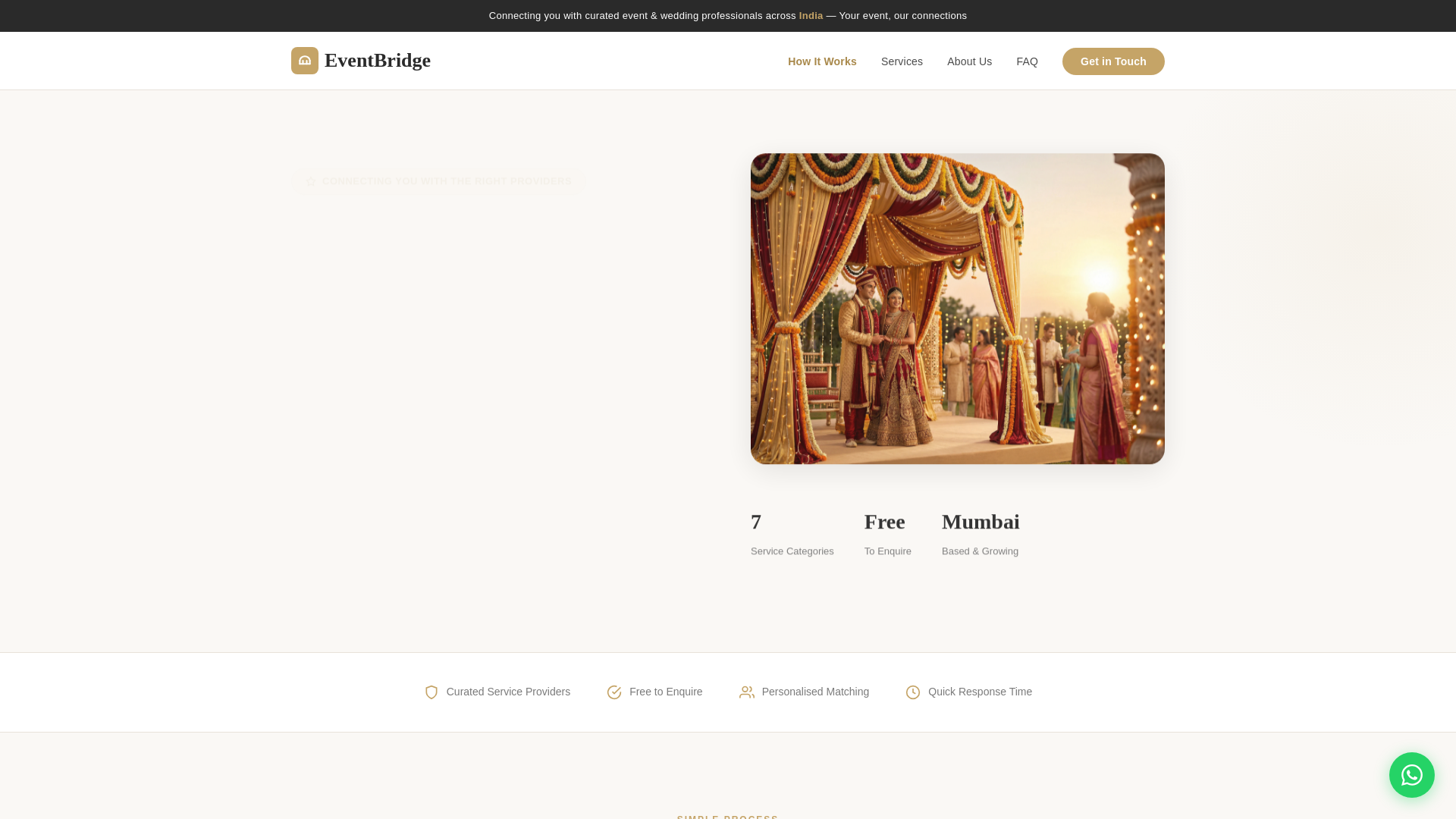 website screenshot of https://eventsbridge.site