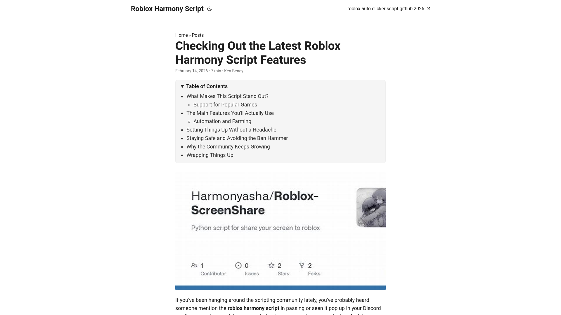 website screenshot of https://roblox-harmony-script.pages.dev/