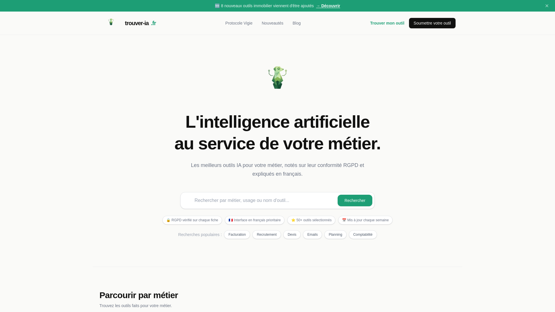 website screenshot of https://trouver-ia.fr/