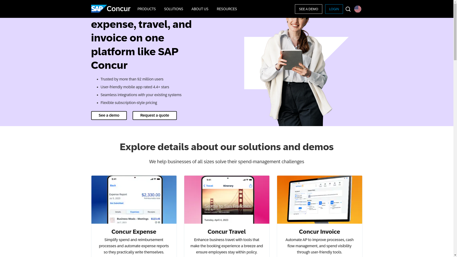 website screenshot of https://concur.com/
