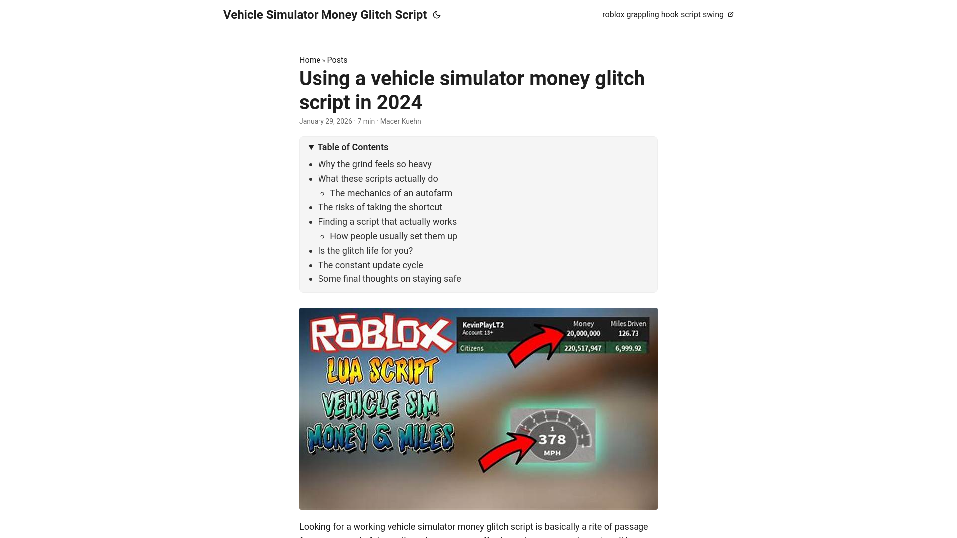 website screenshot of https://vehicle-simulator-money-glitch-script.pages.dev/