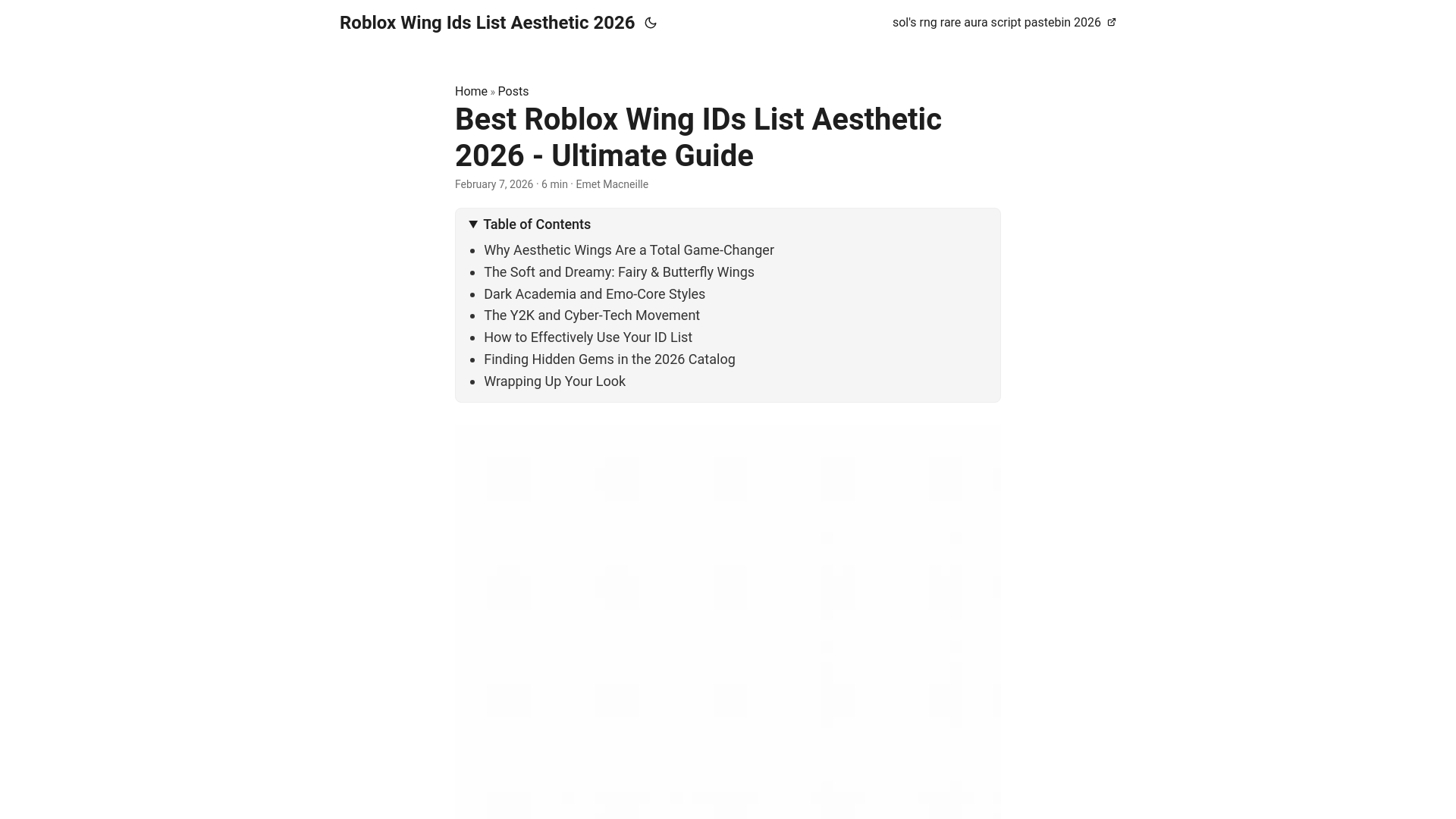 website screenshot of https://robloxwingidslistaesthetic2026.pages.dev/
