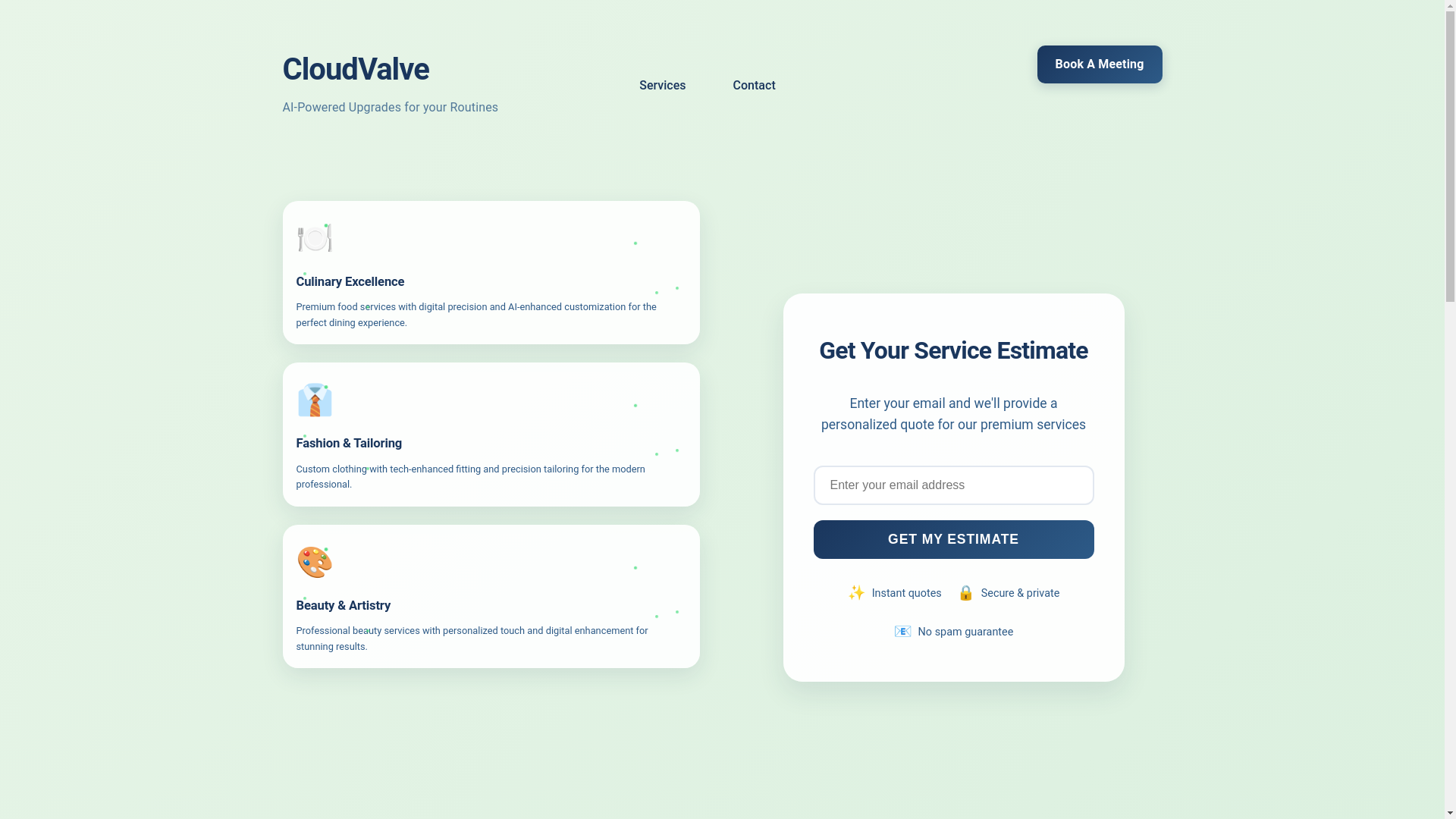 website screenshot of https://cloudvalve.co/