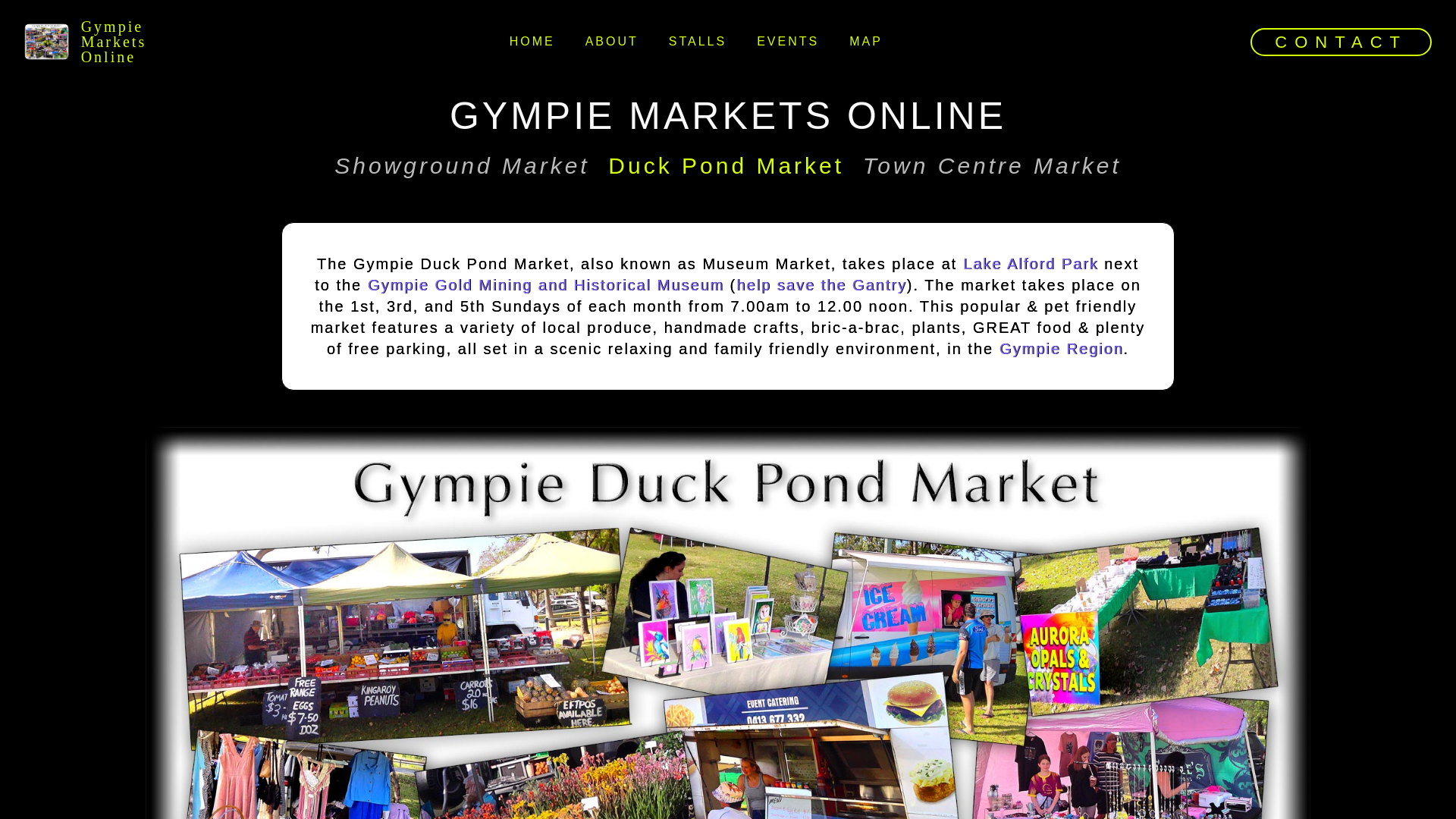 website screenshot of https://gympiemarkets.au