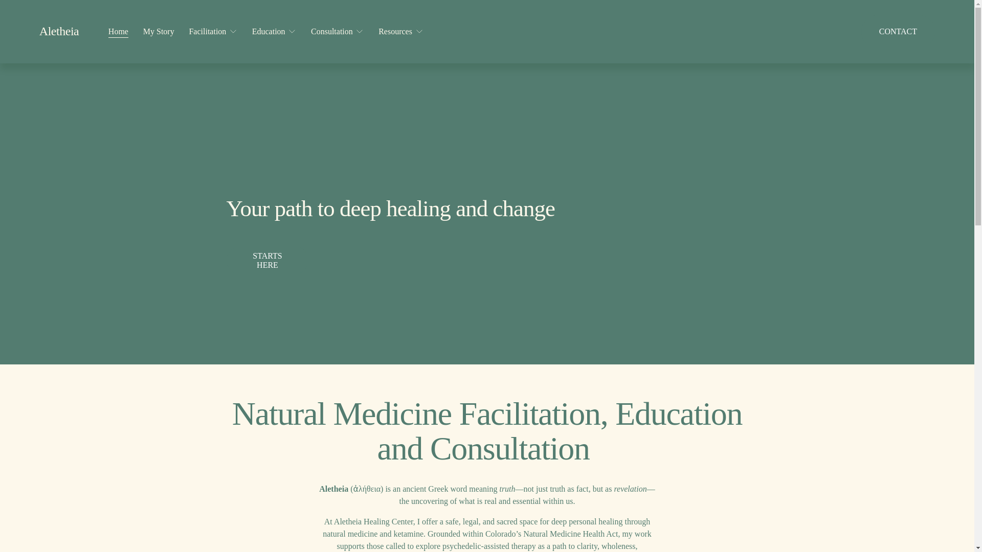 website screenshot of https://aletheia-healing.com/