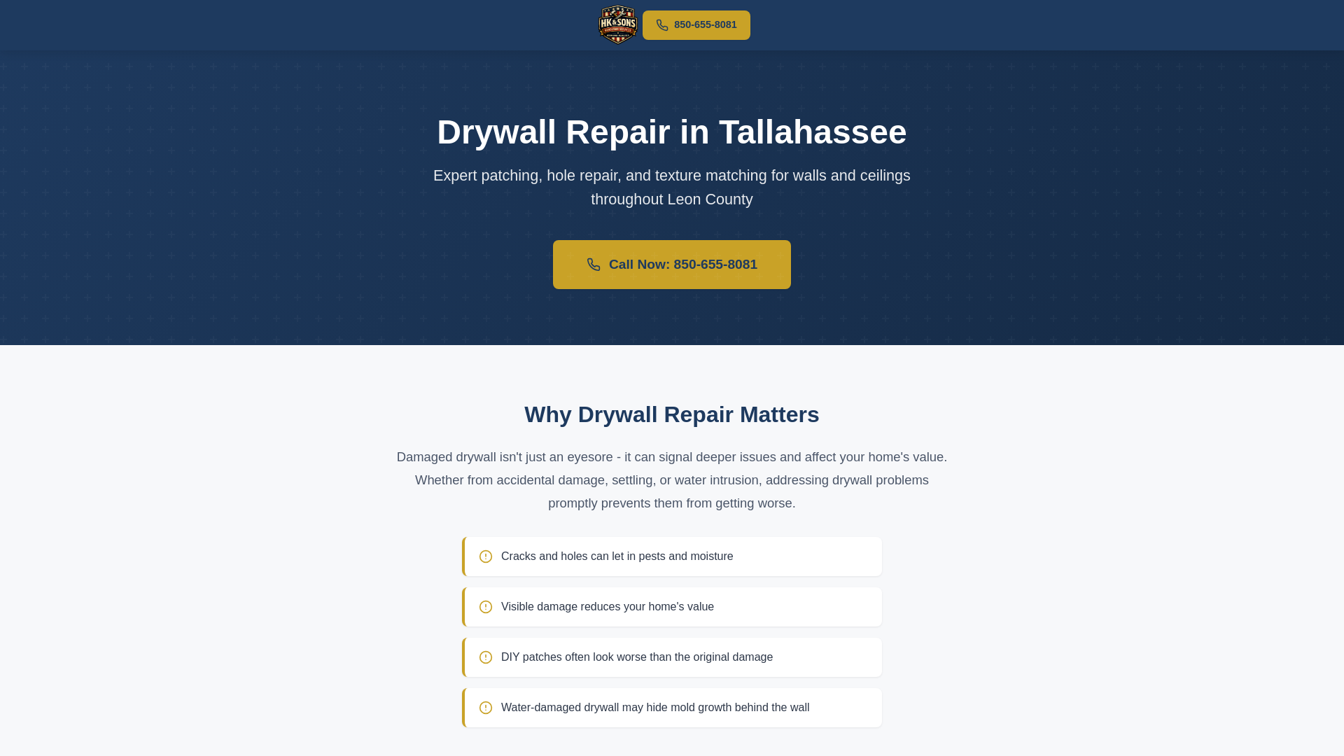 website screenshot of https://hksons-drywall.pages.dev/