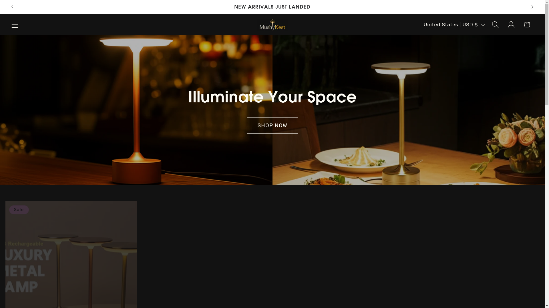 website screenshot of https://mushlynest.store/