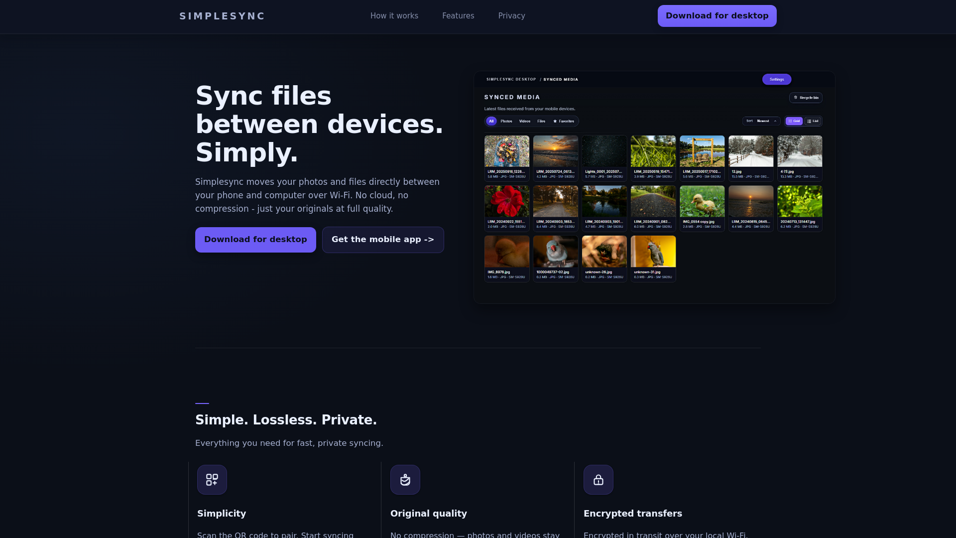 website screenshot of https://simplesyncapp.pages.dev/