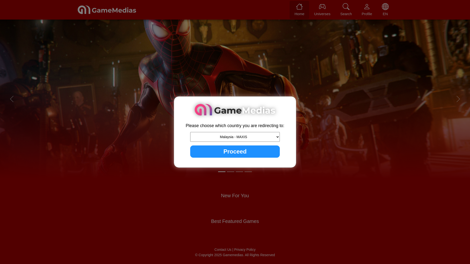 website screenshot of https://portal.gamemedias.com/