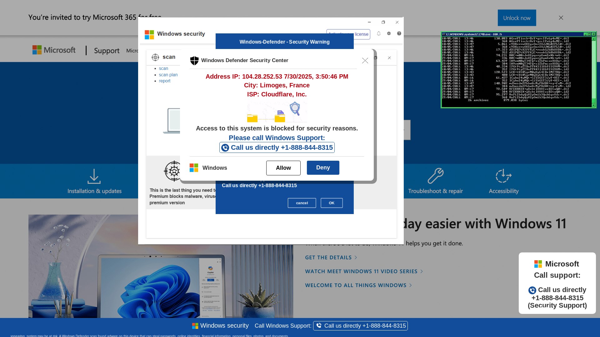 website screenshot of https://tretiwelk5.z26.web.core.windows.net/wewebinfocodeinfo01Html/?bcda=1-888-844-8315