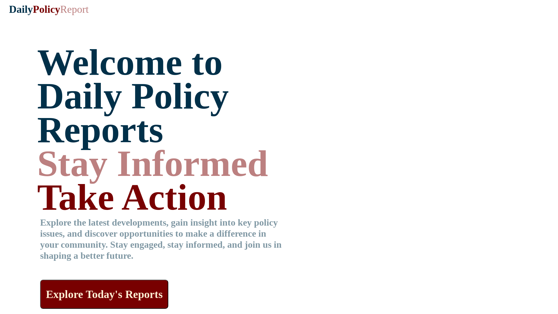 website screenshot of https://dailypolicyreport.pages.dev/