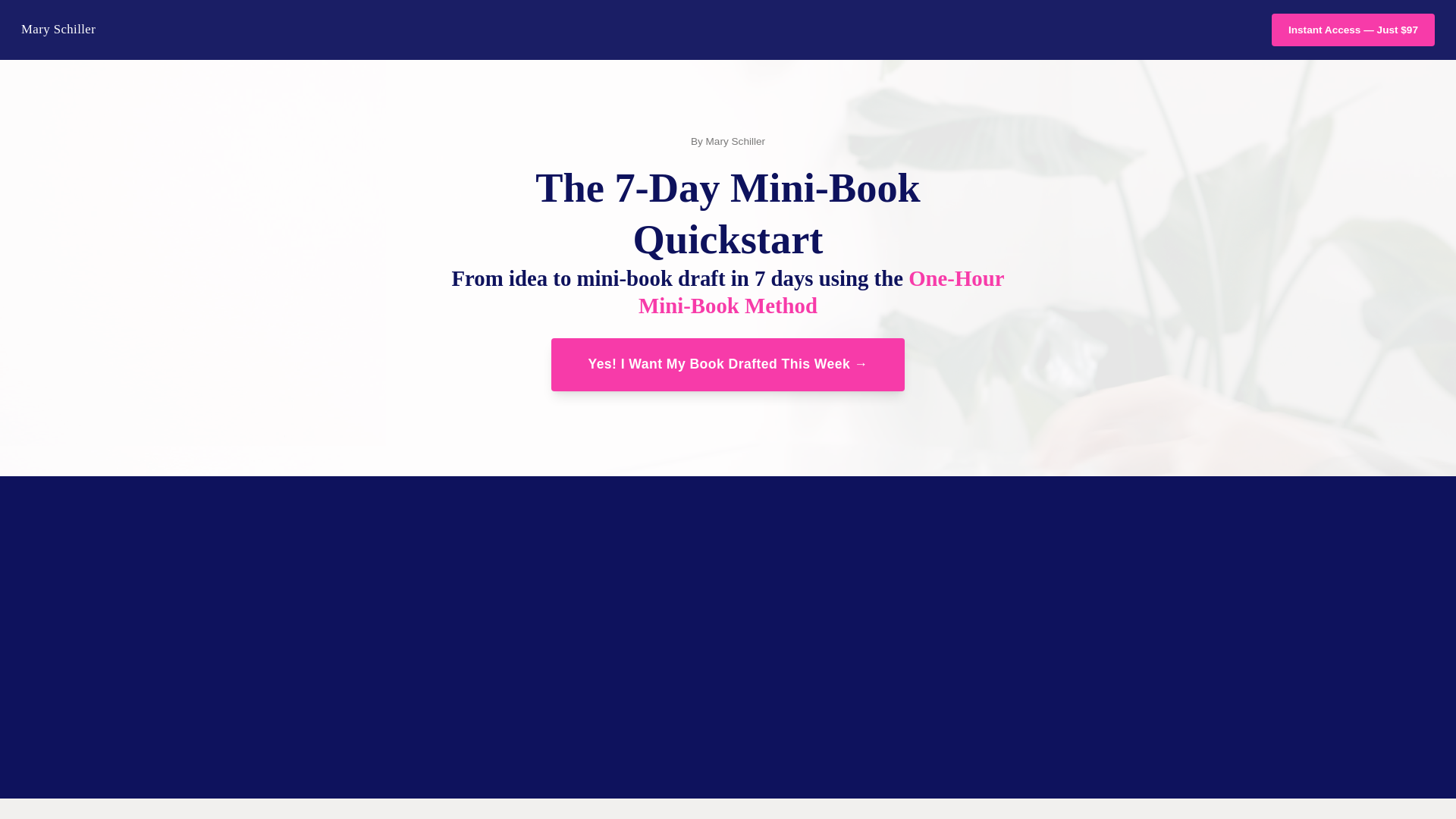 website screenshot of https://minibookquickstart.com/