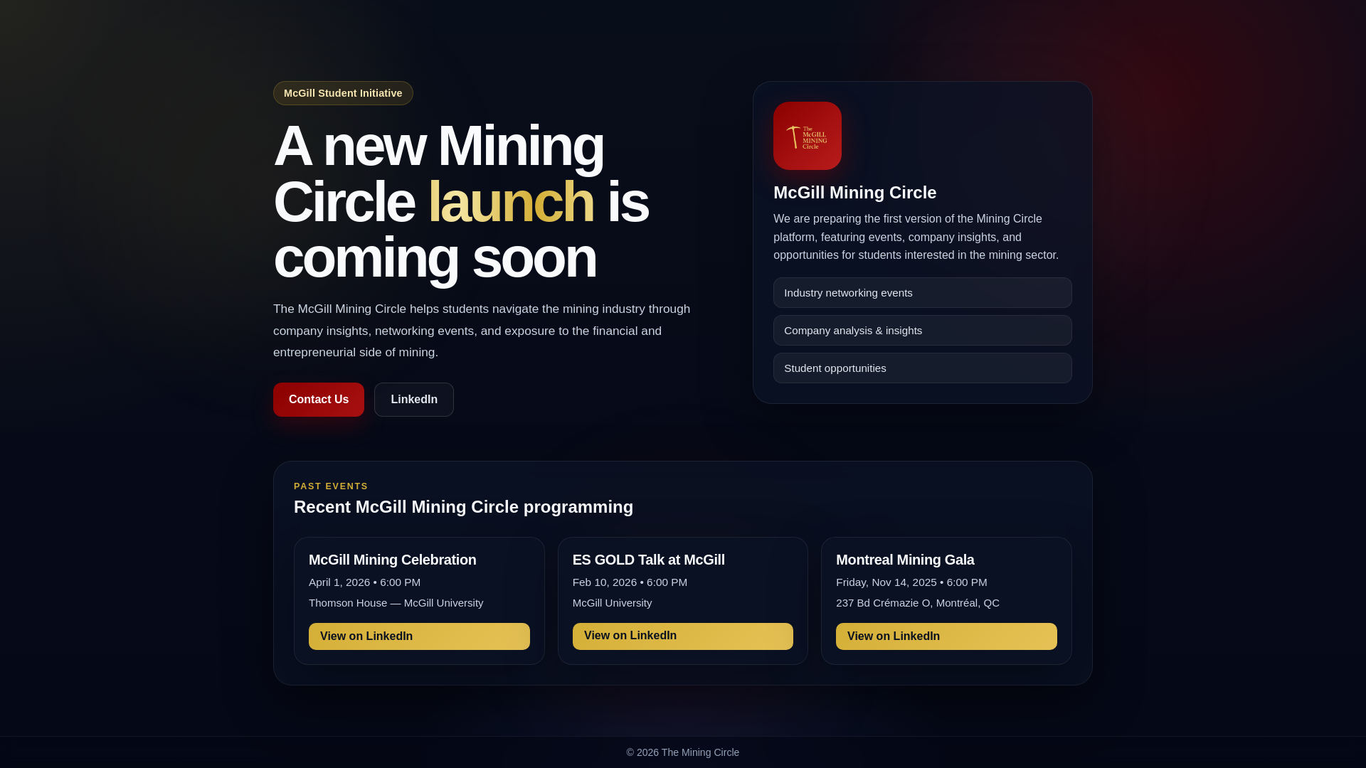 website screenshot of https://theminingcircle.com/