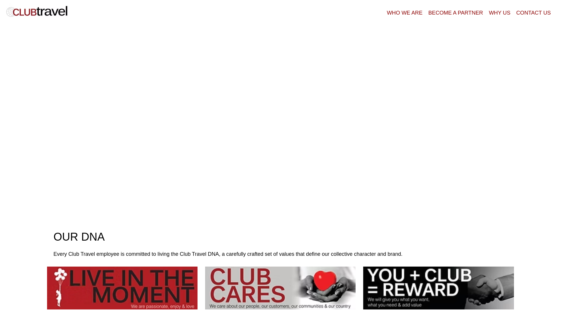 website screenshot of https://www.clubtravel.co.za