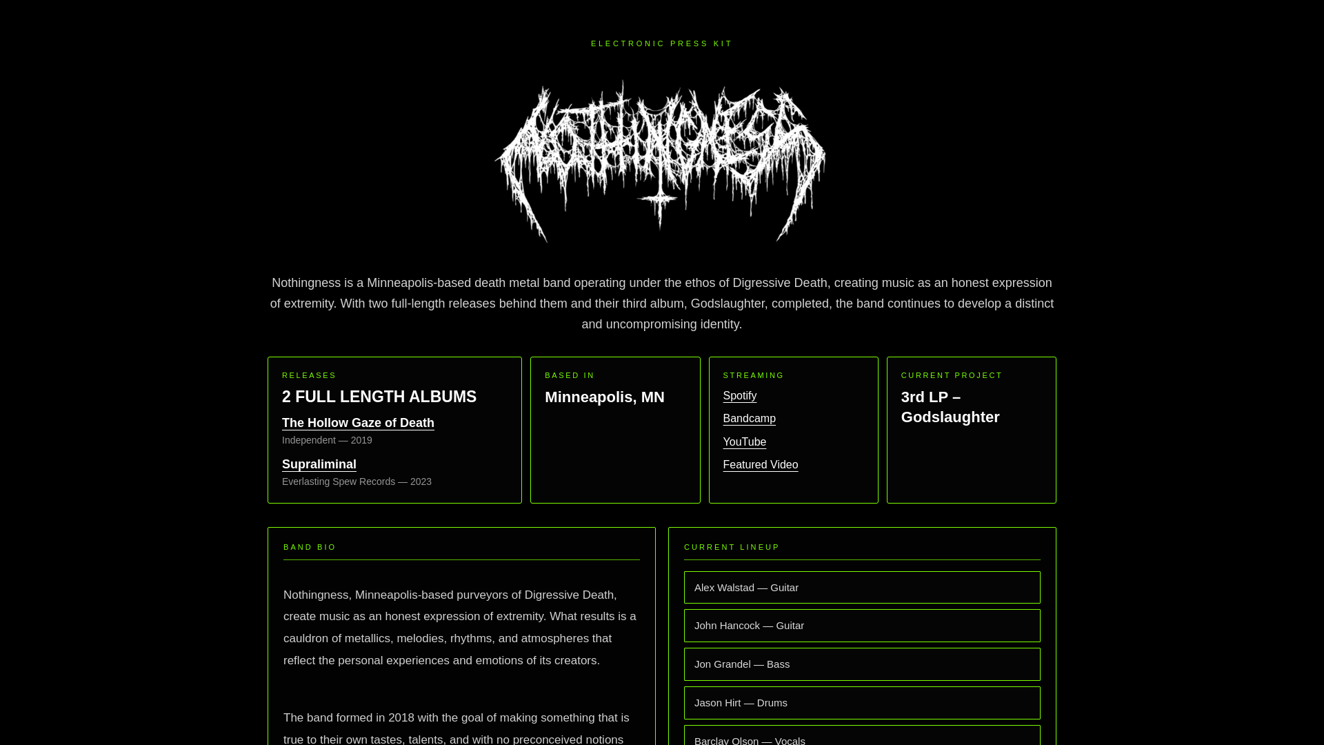 website screenshot of https://nothingnessisdeath.com