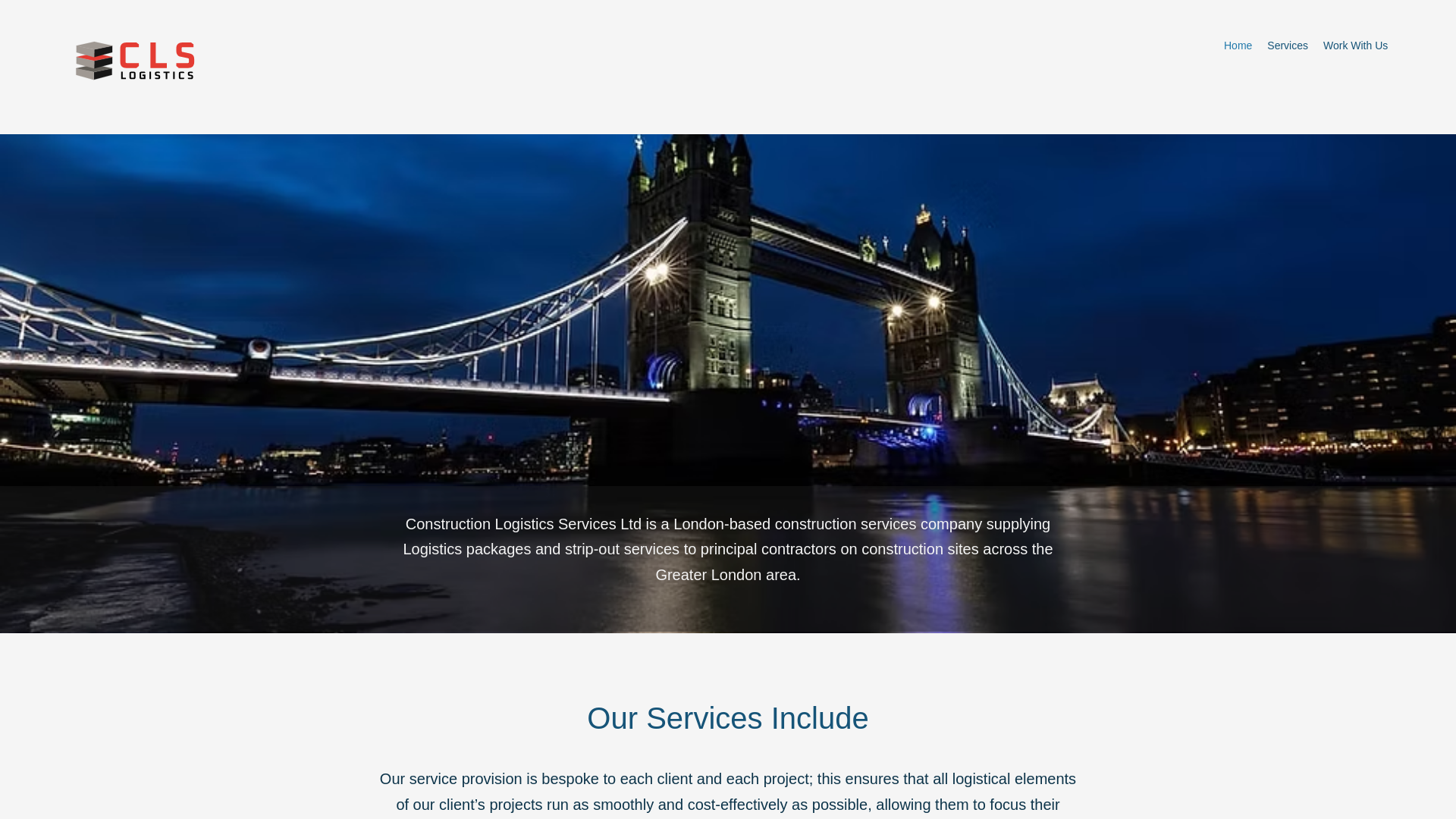 website screenshot of https://www.constructionlogisticsservices.com/