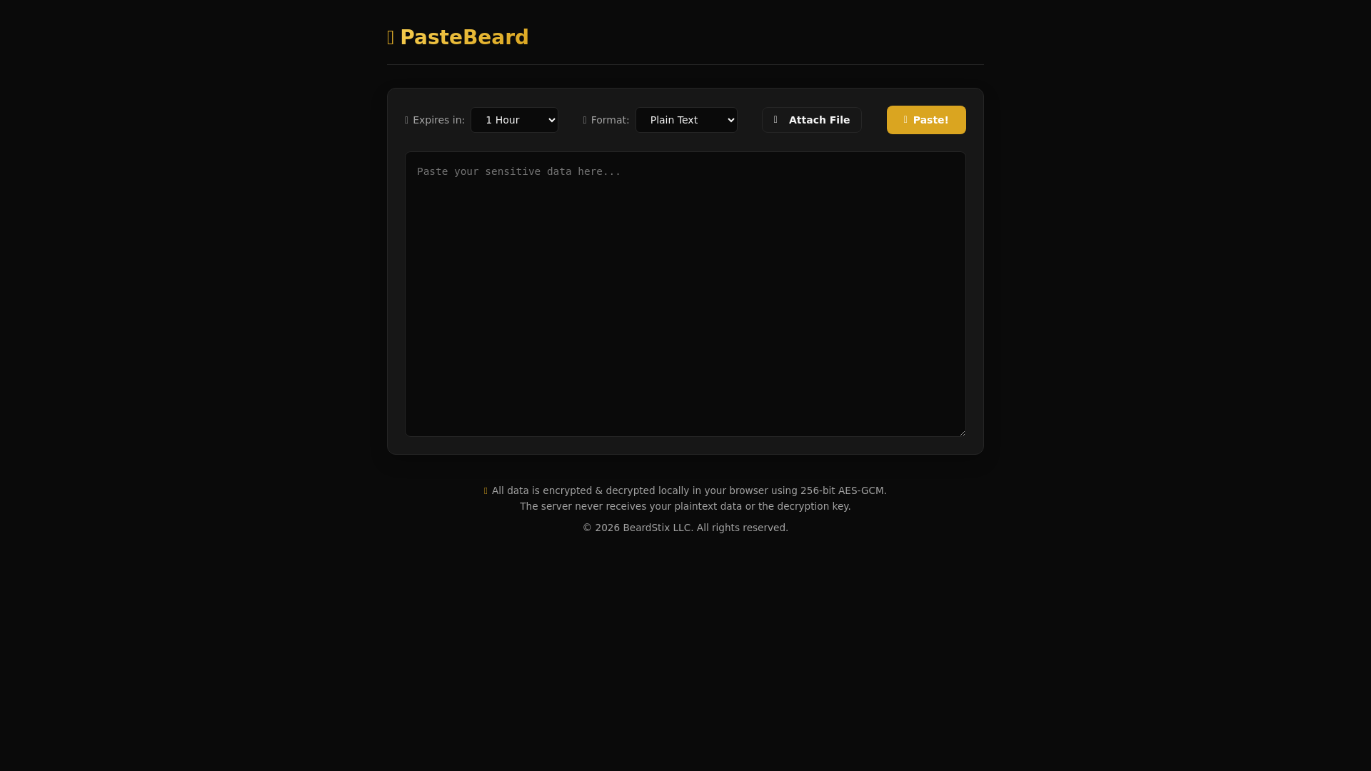 website screenshot of https://pastebeard.pages.dev/
