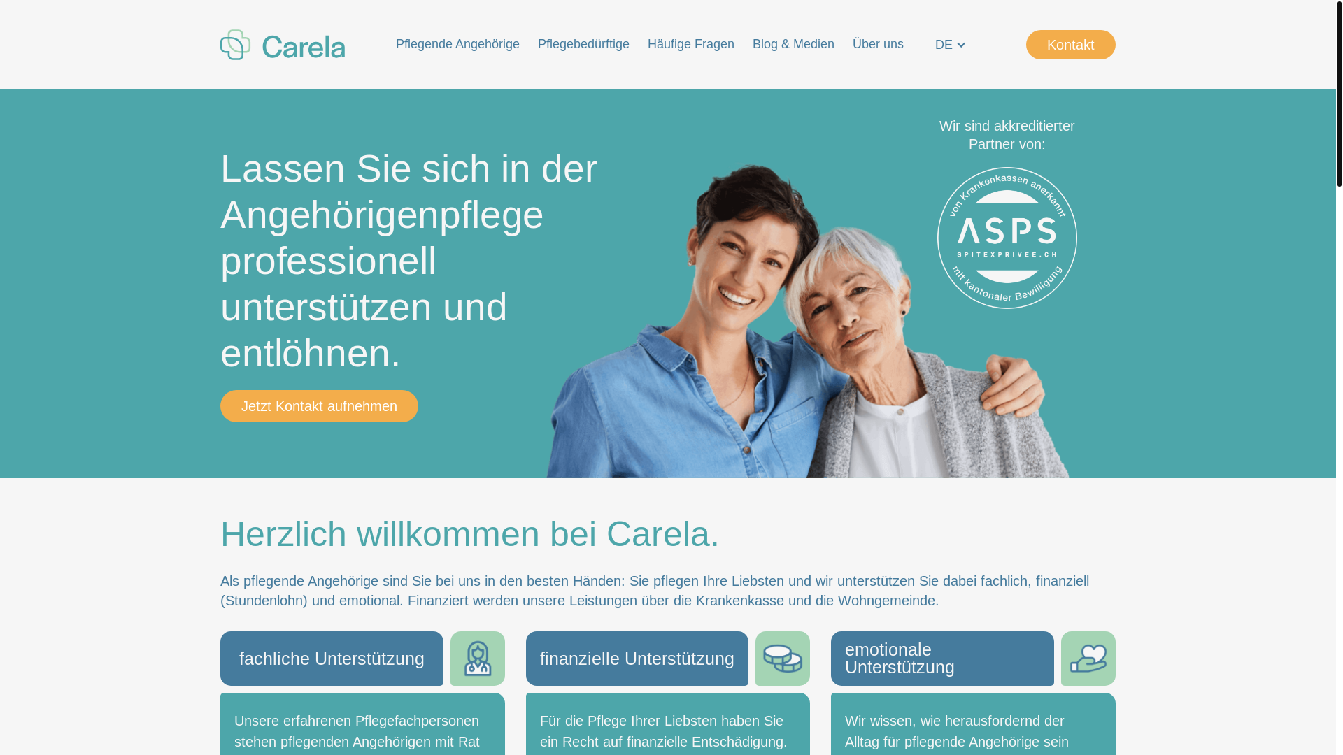 website screenshot of https://familienpflege-zuhause.com/