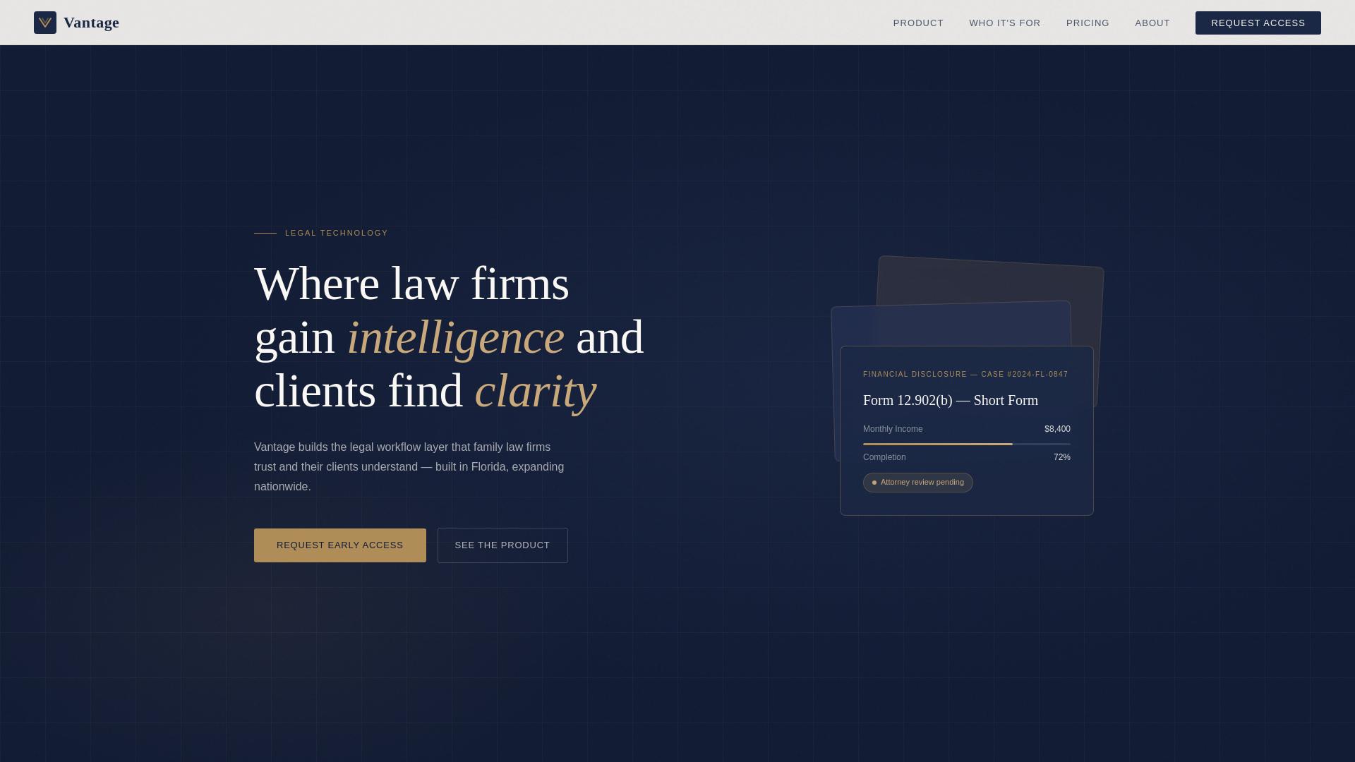 website screenshot of https://vantage-legal-technologies.pages.dev/