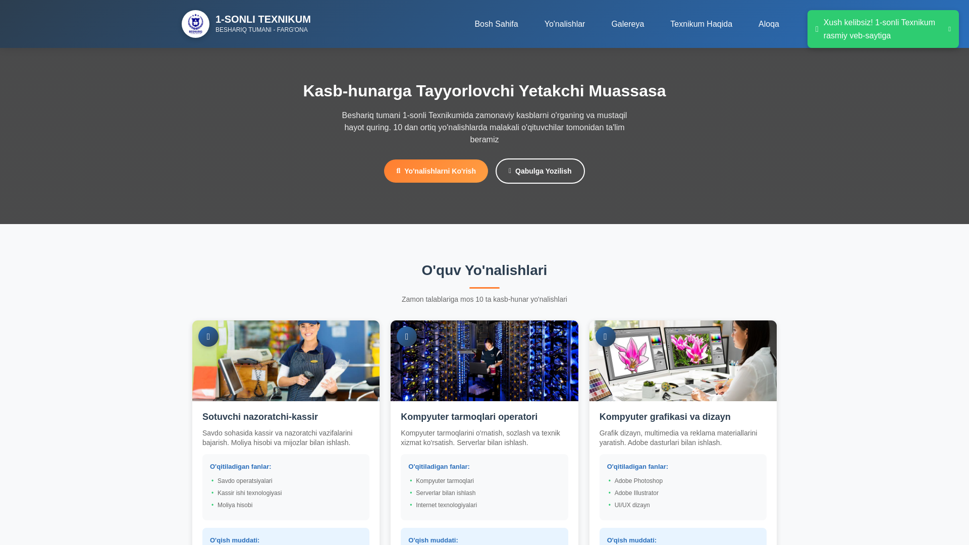 website screenshot of https://beshariq1-sontexnikum.uz/
