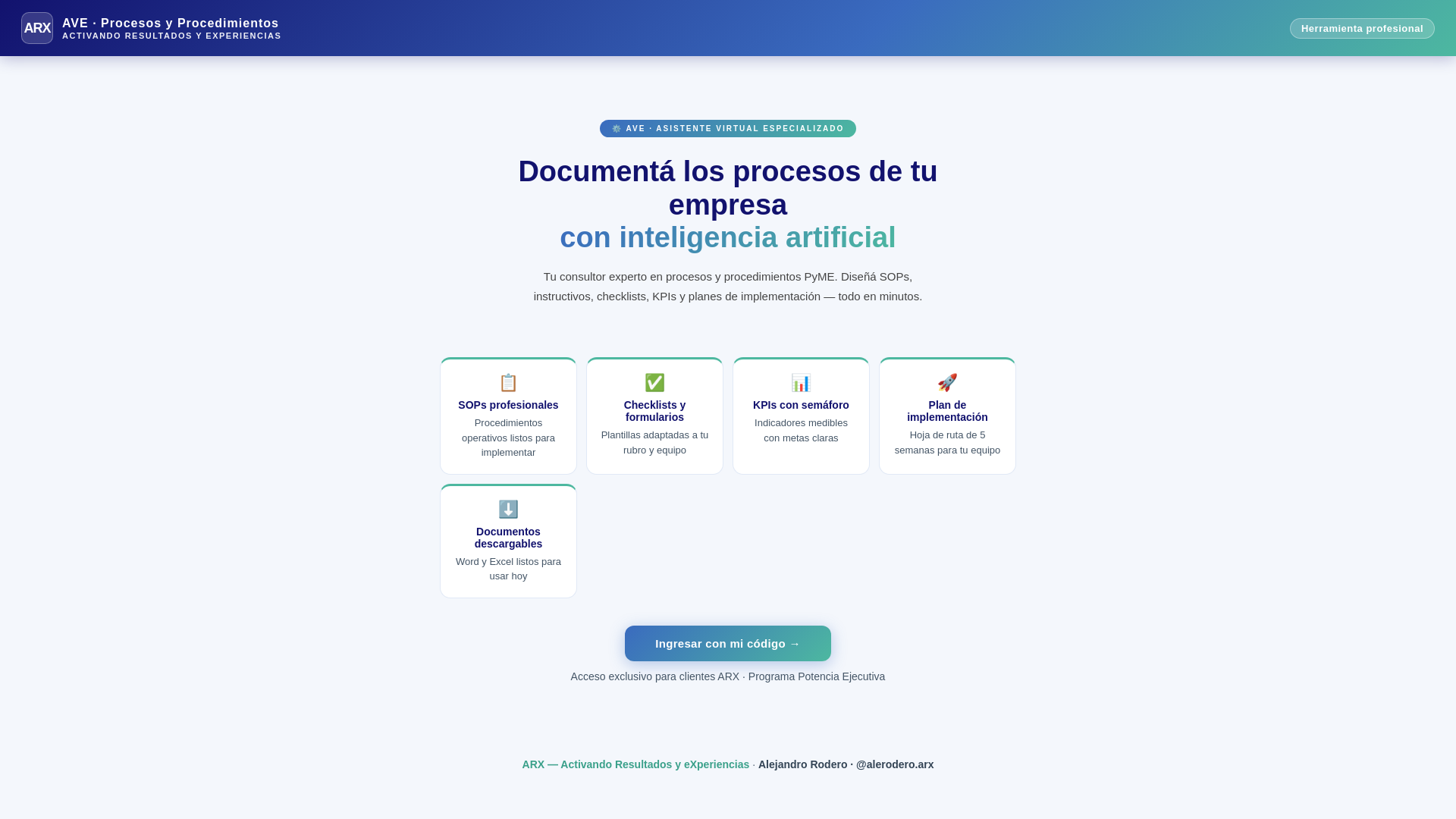website screenshot of https://ave-procesos.pages.dev/