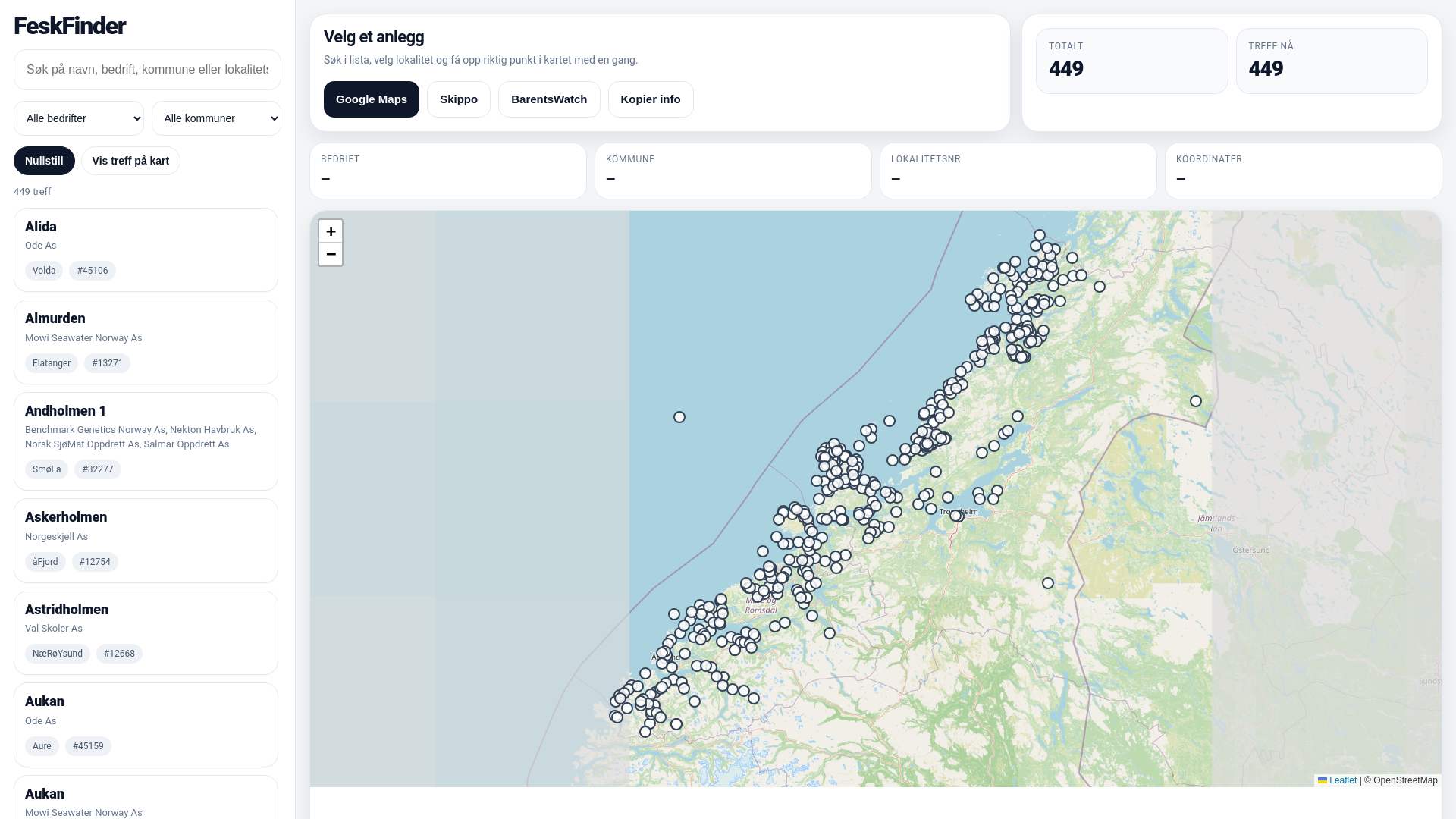 website screenshot of https://feskfinder.com/