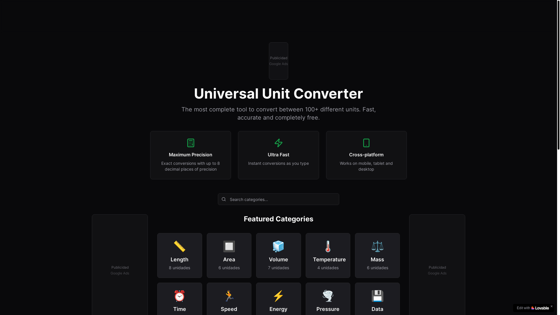 website screenshot of https://prounitconverter.online/