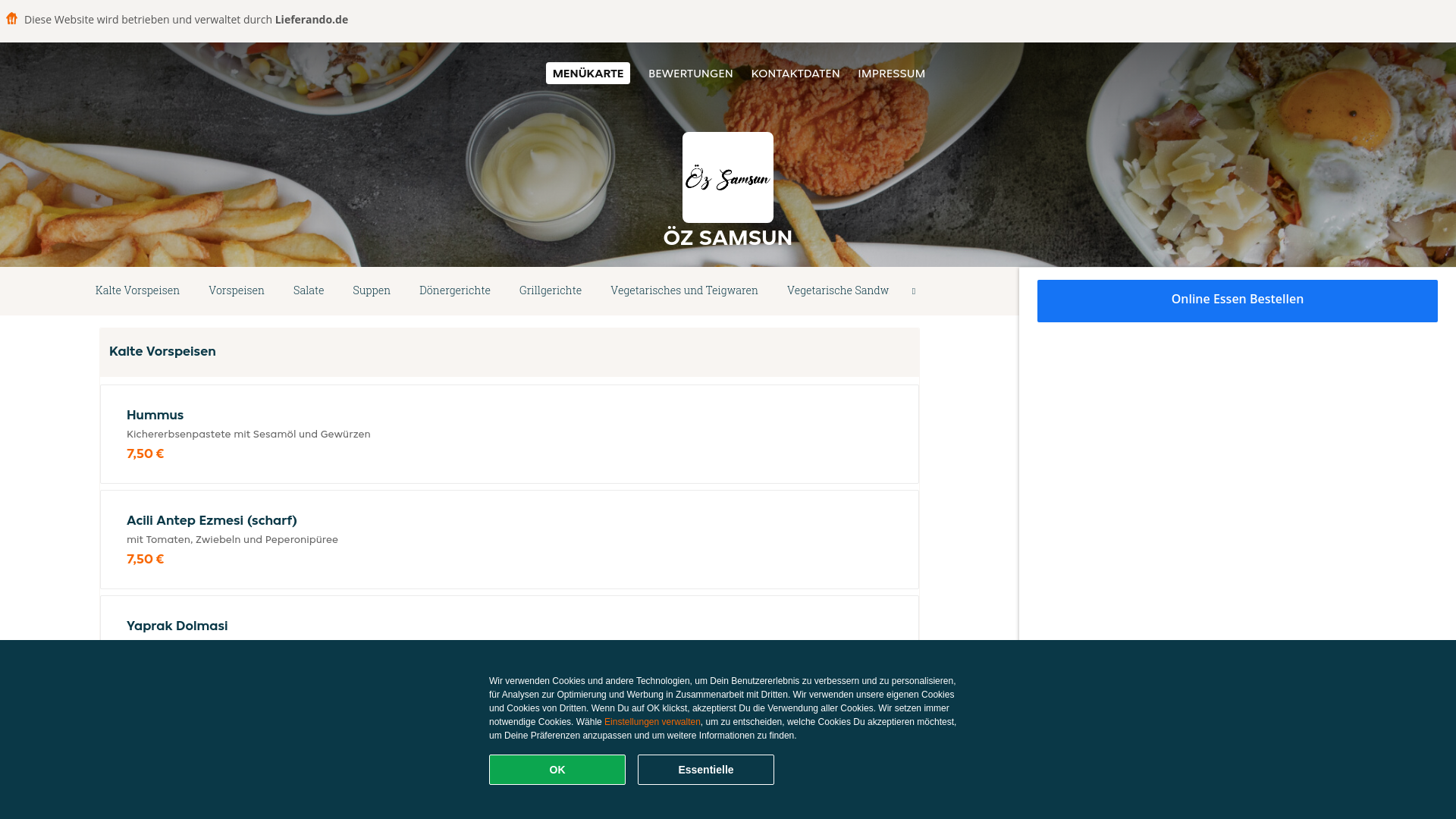 website screenshot of https://oz-samsun-berlin.de/
