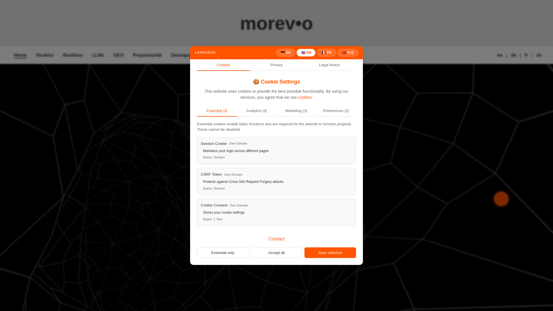 website screenshot of https://morevo.eu/