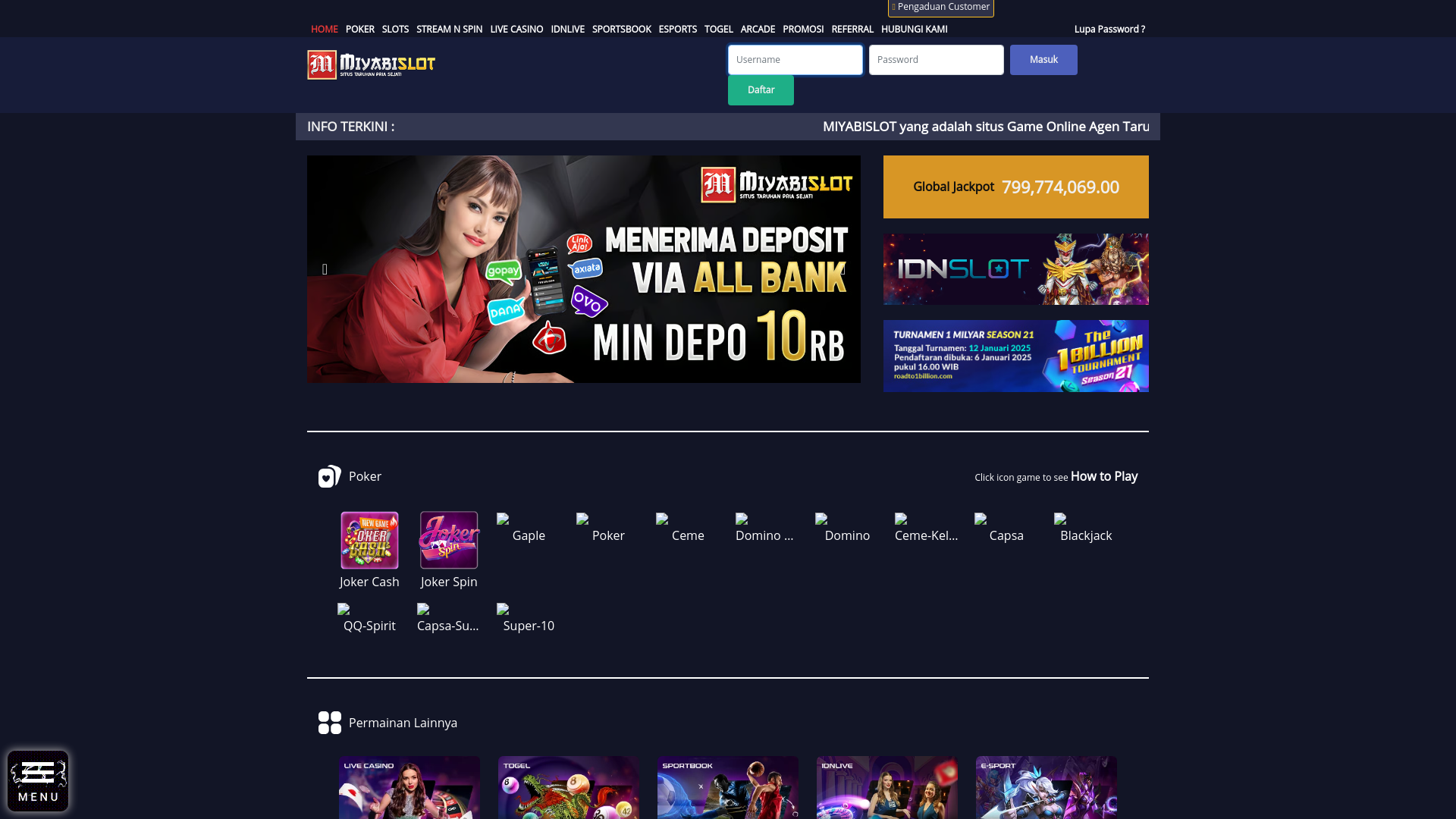 website screenshot of https://miyabislotever.com/