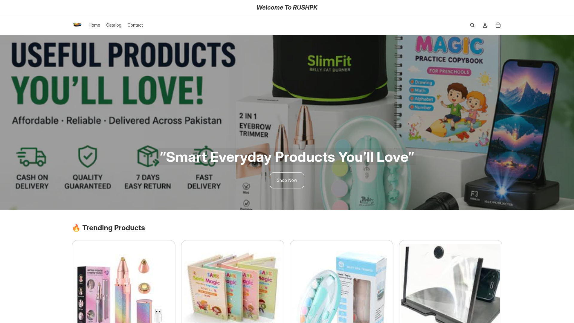 website screenshot of https://rushpk.store/