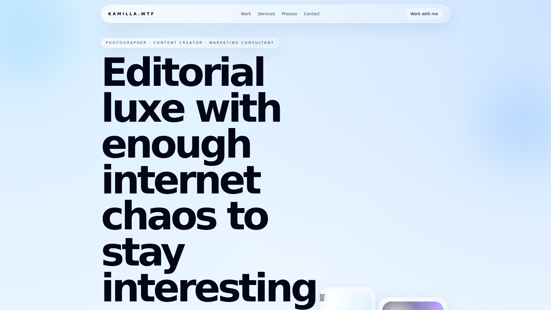 website screenshot of https://kamillabakstad.com/