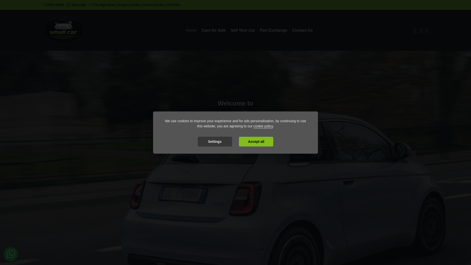 website screenshot of https://smallcarsalescentre.co.uk/