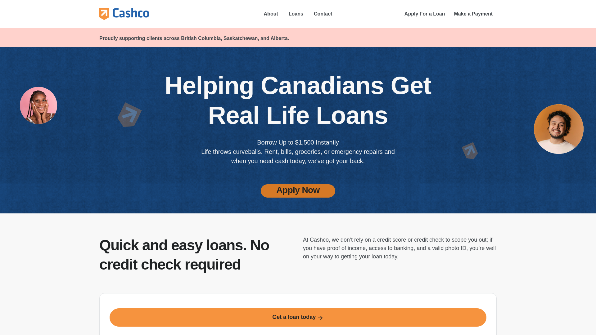 website screenshot of https://cashcofinancial.com