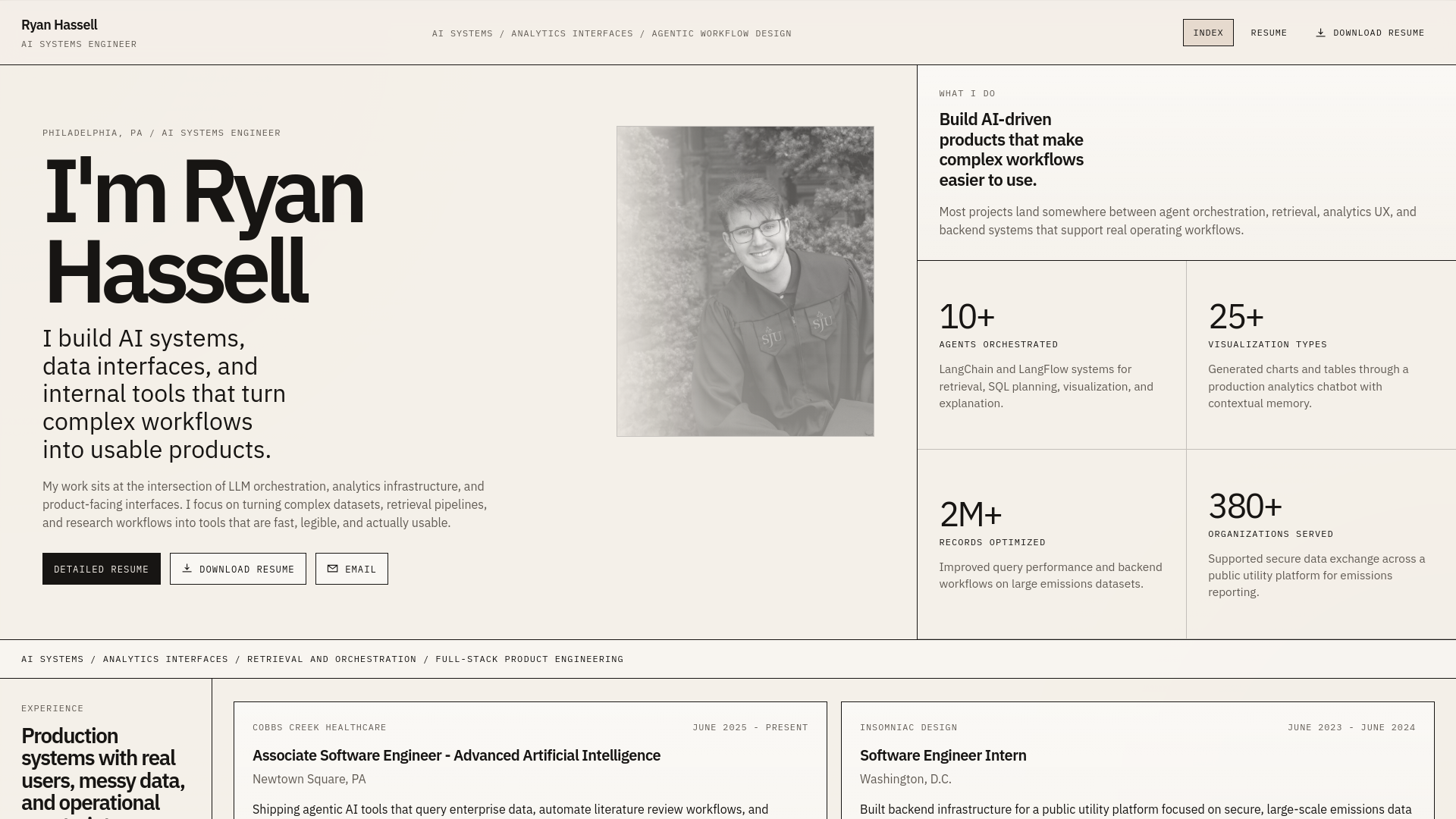 website screenshot of https://ryan-hassell.com/