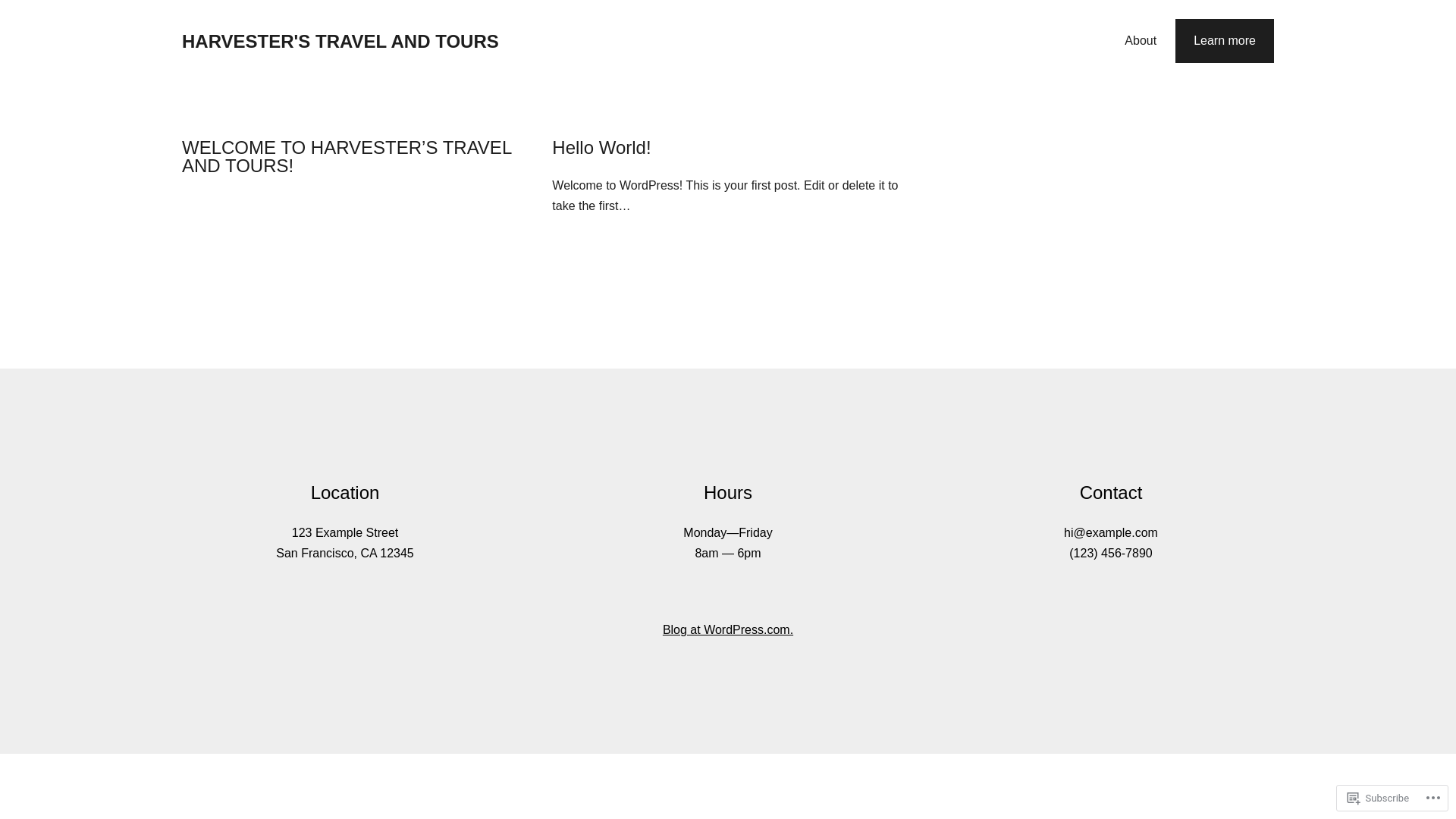 website screenshot of https://harvesterstravelandtours.net/