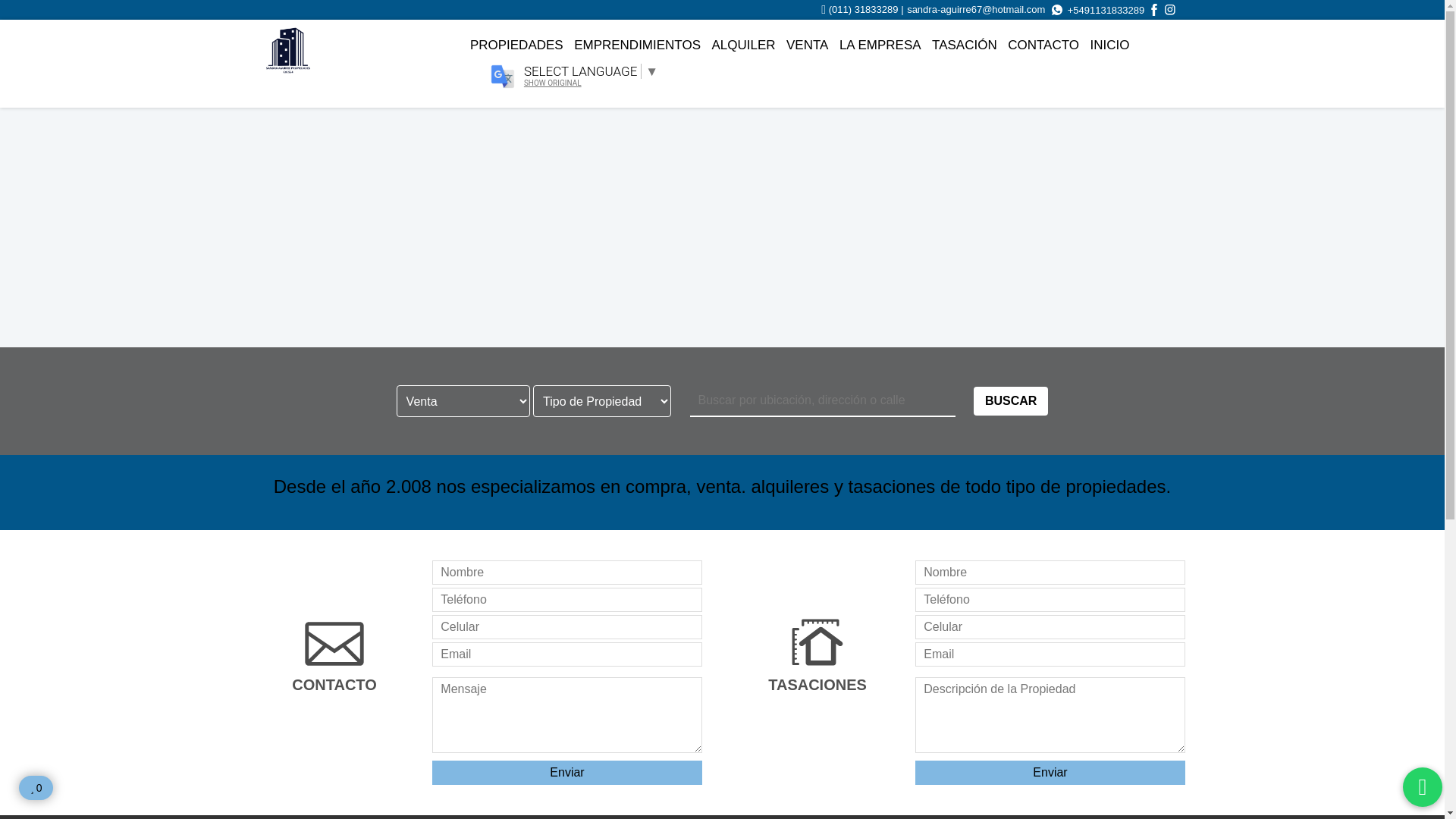 website screenshot of https://sandraaguirrepropiedades.com.ar/